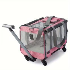 Portable Rolling Pet Carrier with Pull Handle