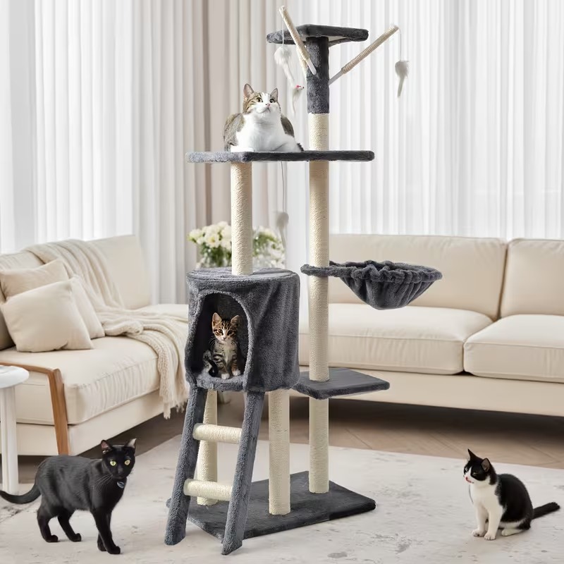 Large Multi-Level Cat Tree with Condo and Hammock