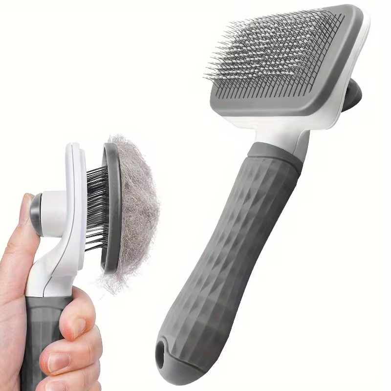 Self-Cleaning Pet Grooming Rake Brush